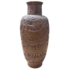 Pre-war Hand Hammered Copper Chinese Dragon Vase