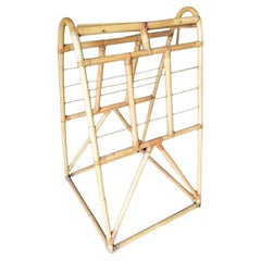 Restored 1938 Art Deco Arched Rattan & Wicker Fabric Display Rack