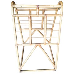 Restored 1938 Art Deco Arched Rattan & Wicker Fabric Display Rack