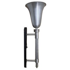 Large 30" Machine Age Spun Aluminum & Steel Torchiere Wall Sconce, Set of 4