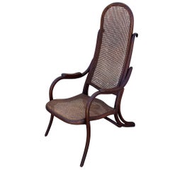 RARE Vienna Secession Bent Oak & Cane Easy Chair No. 01 by Thonet
