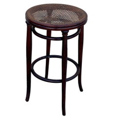 Victorian Vienna Bent Oak & Cane Bar Stool by Thonet