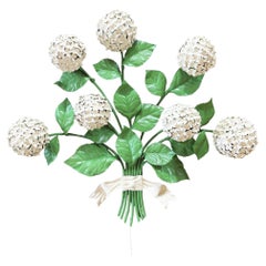 Hollywood Regency Hydrangea Tole Floral Wall Sculpture 7 Light Sconce