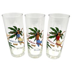 Tiki Hula Girl Hawaiian Highball-Bar-Trinkglas „Tahitian Moon Bar“, Set