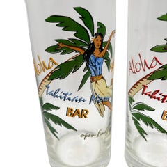 Tiki Hula Girl Hawaiian Highball-Bar-Trinkglas „Tahitian Moon Bar“, Set