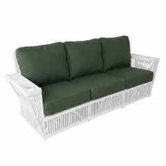 Presidents Nantucket Stick White Reed Rattan Livingroom Set w/ Green Cushions