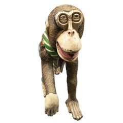 Mid-Century Style Hand Carved Fairground Carousel Inspired Monkey Sculpture