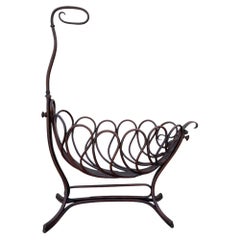 Art Nouveau Bent Oak & Cane Large Doll Crib by Jacob & Josef Kohn for Thonet