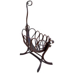 Art Nouveau Bent Oak & Cane Large Doll Crib by Jacob & Josef Kohn for Thonet