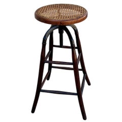 Late Victorian Oak and Iron Drafting/Workshop Adjustable Stool by Thonet