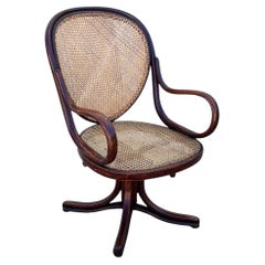 Vienna Secession Bent Oak & Cane Swivel Desk Chair No 11 by Thonet