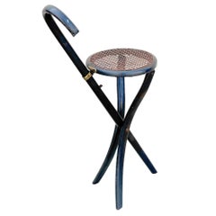 Sedia pieghevole in rovere curvato e ottone in stile Secessione viennese con seduta in vimini, di Gebrüder Thonet