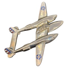 Vintage US Army Air Forces WWII Sterling Silver P-38 Lightning Airplane Brooch