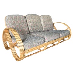 Restored Five-Strand Round Full Pretzel Rattan Sofa & Lounge Living Room