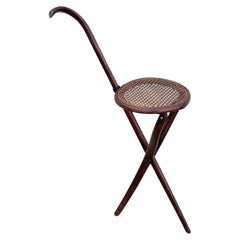 Late Victorian Bent Oak Folding Chair w/ Cane Seat by Gebrüder Thonet