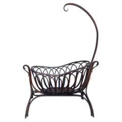 Bent Oak & Cane Large Doll Art Nouveau Crib by Jacob & Josef Kohn for Thonet