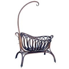Bent Oak & Cane Large Doll Art Nouveau Crib by Jacob & Josef Kohn for Thonet