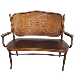 Vienna Secession Bentwood Cherubs Motif Settee Bench by Jacob & Josef Kohn No 67