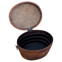 Rare Late Victorian Bent Oak Keepsake Storage Box with & Cane Lid