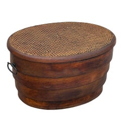 Rare Late Victorian Bent Oak Keepsake Storage Box with & Cane Lid