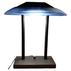 Postmodern Memphis Blue Glass Desk Lamp Geometric Light by Robert Sonneman