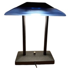 Postmodern Memphis Blue Glass Desk Lamp Geometric Light by Robert Sonneman