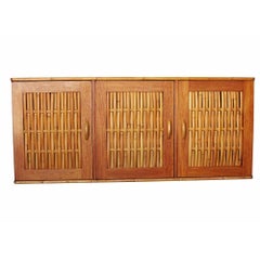 Restored Mid-century Mahogany Sideboard w/ Woven Rattan Doors (NEED SKU)