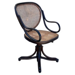 Vienna Secession Bent Oak & Cane Swivel Desk Chair No 11 by Thonet