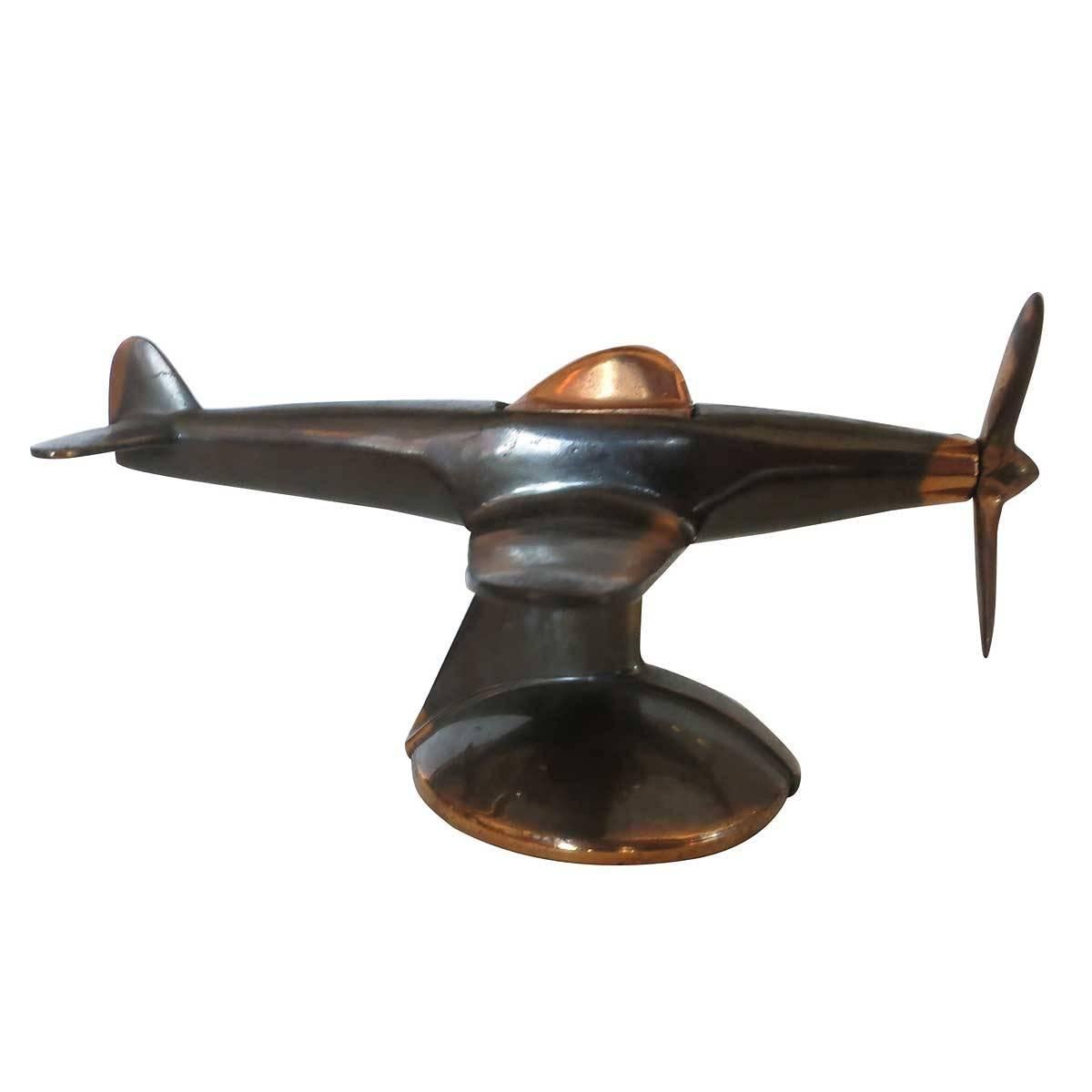 Mid-Century Modern Rare Copper P-51 Mustang II Airplane Table Lighter by Negbaur