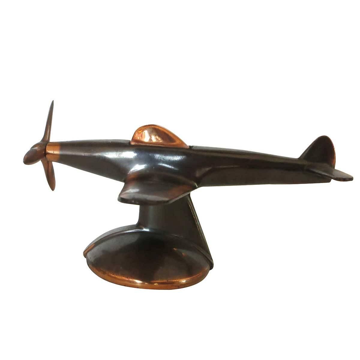 Rare Copper P-51 Mustang II Airplane Table Lighter by Negbaur In Good Condition In Van Nuys, CA