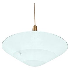 Large 40" Memphis Streamline Sky Blue Art Glass Chandelier Pendant Light