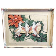 MCM Hawaiian Cockatoo & Botanical Airbrush Original Painting Signed Seay