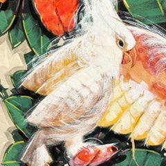 MCM Hawaiian Cockatoo & Botanical Airbrush Original Painting Signed Seay