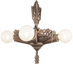 Lampadario circolare a cinque luci in ottone in stile Art Déco di Markel