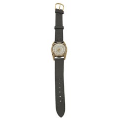 Orologio svizzero automatico a scoppio di Ginevra anni '70 a 10k con cinturino in pelle di vitello