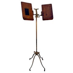 Victorian Cast Iron & Oak Mechanical Folio Dictionary Stand by Geo Flanagan