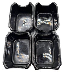 1981 Neo Art Deco Black Bowl, Vase, Shaker, Butter Dish, Kitchen Table Set of 9