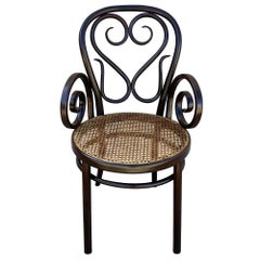 Large Victorian No.4 Bent Oak Cafe Daum Style Bentwood Armchair by Thonet
