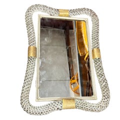 Mid-century Barovier Blown Art Glass Mirrored Vanity tray w/ Gold-tone Accents