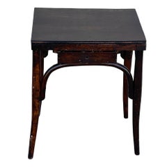Vienna Secession Oak Bent Wood Arched Bedside Table w/ Drawer by Thonet