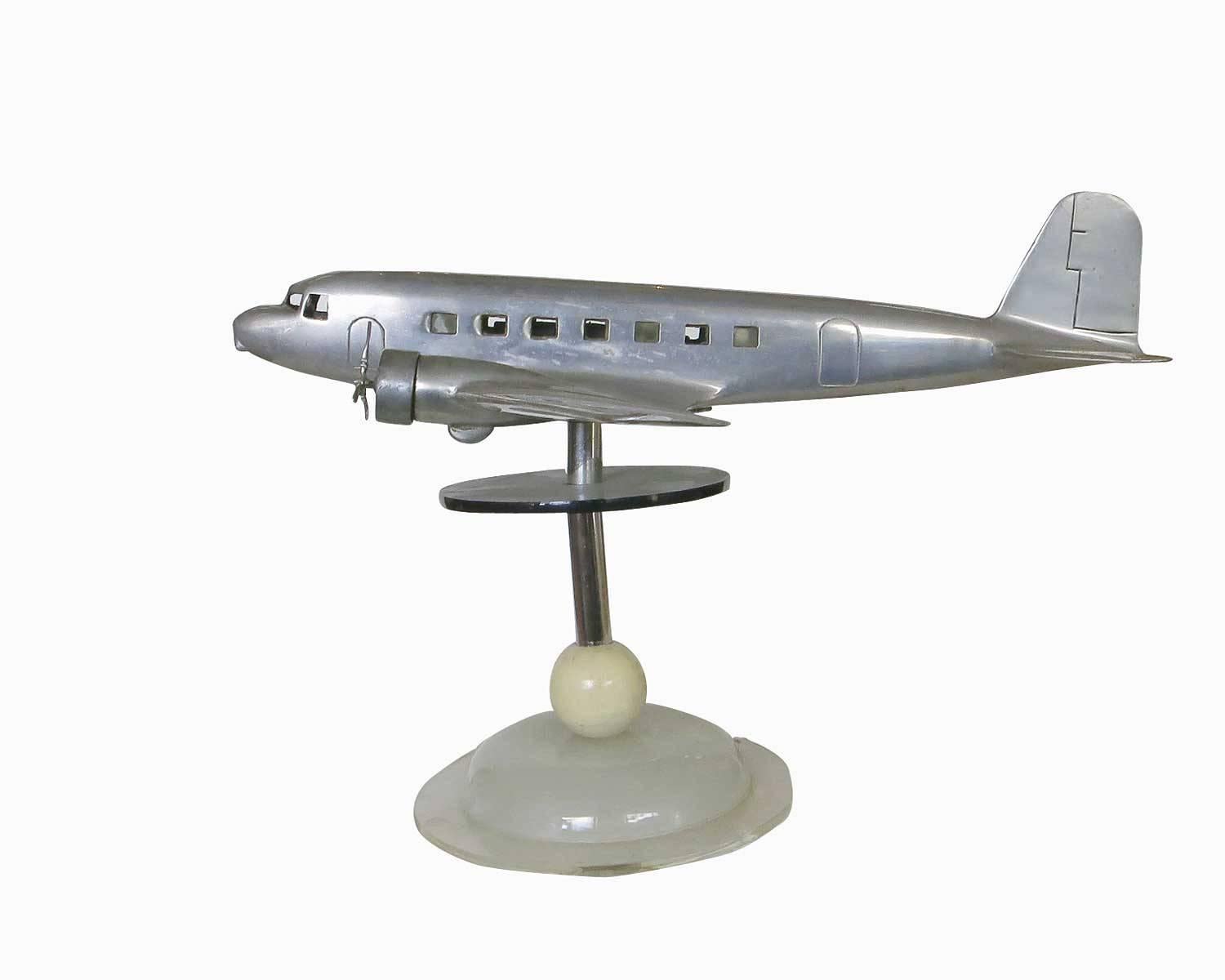 Art Deco Douglas DC-2 Airplane Aluminum Model Lamp, circa 1934