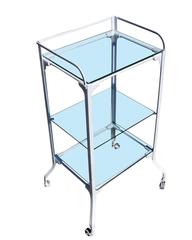 WWI Era Enameled Iron Medical Cart with Glass Shelving, circa 1915