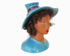 California Pottery "Becky" Bust with Copper Hair by Hermione Palmer