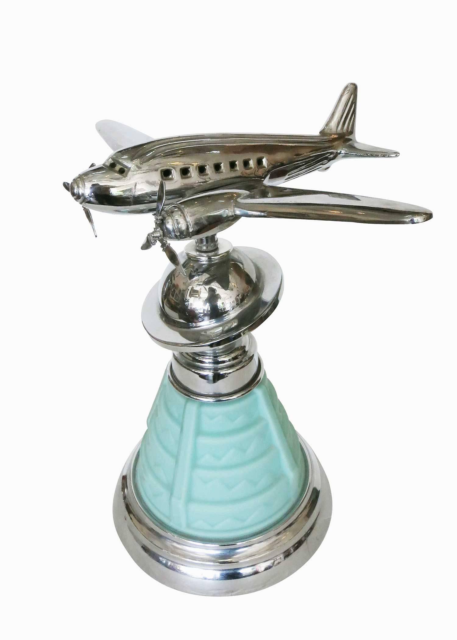 art deco airplane lamp