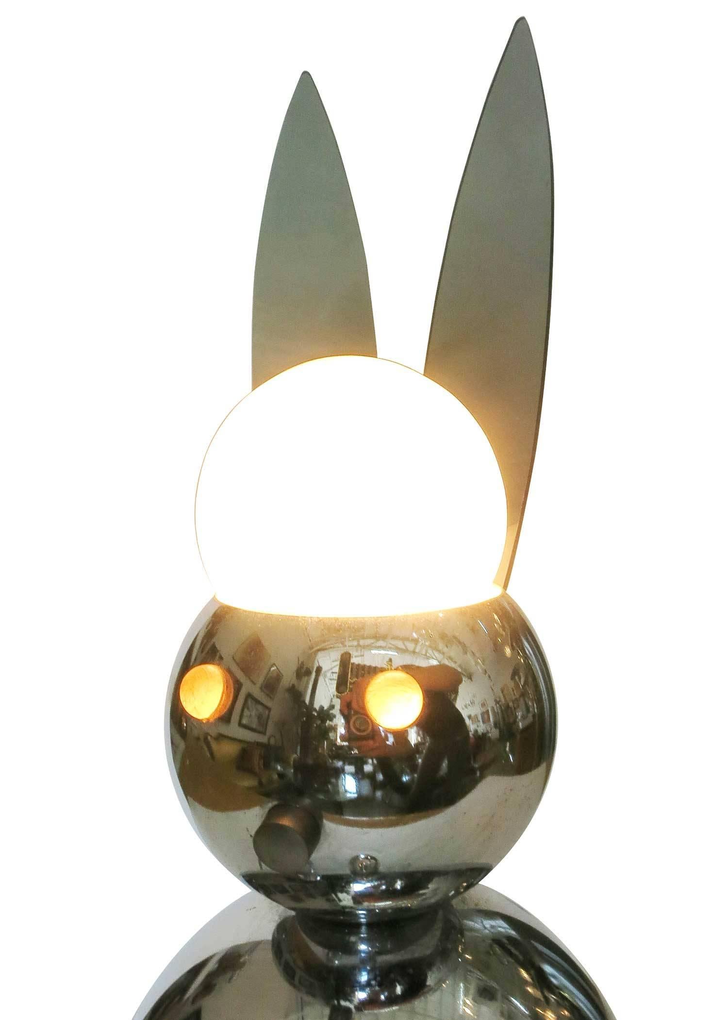 chrome rabbit sculpture