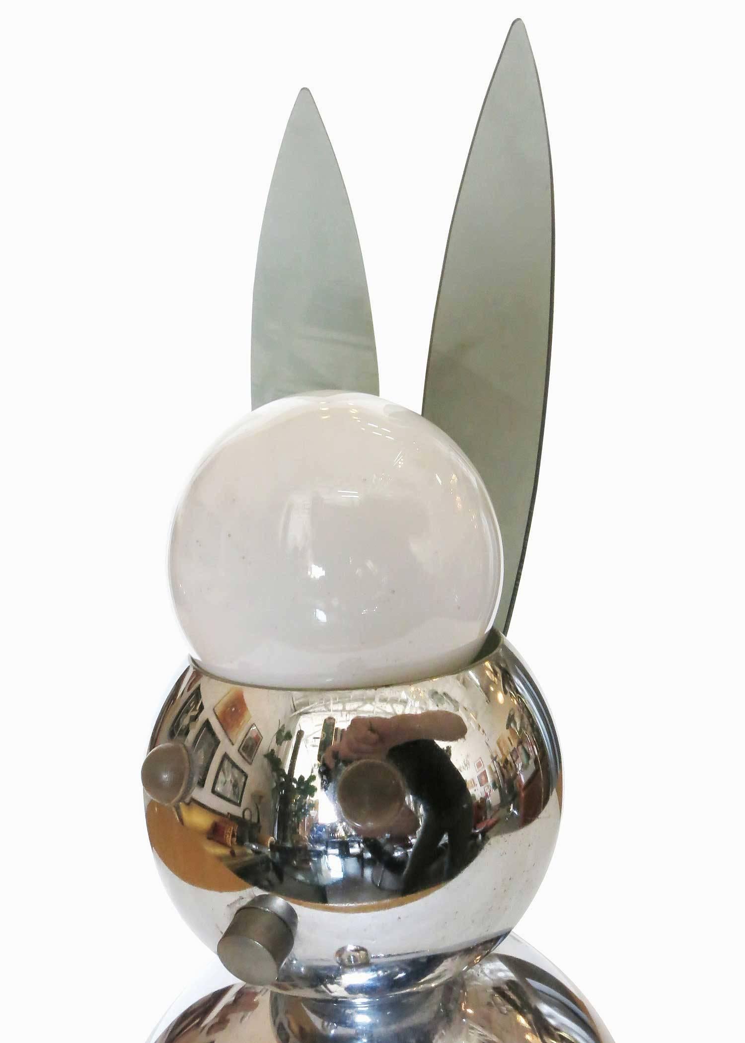 Post-Modern Postmodern Chrome Robot Rabbit Lamp by Torino