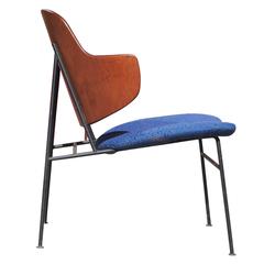 Ib Kofod-Larsen "Penguin" Iron and Molded Birch Danish Lounge Chair