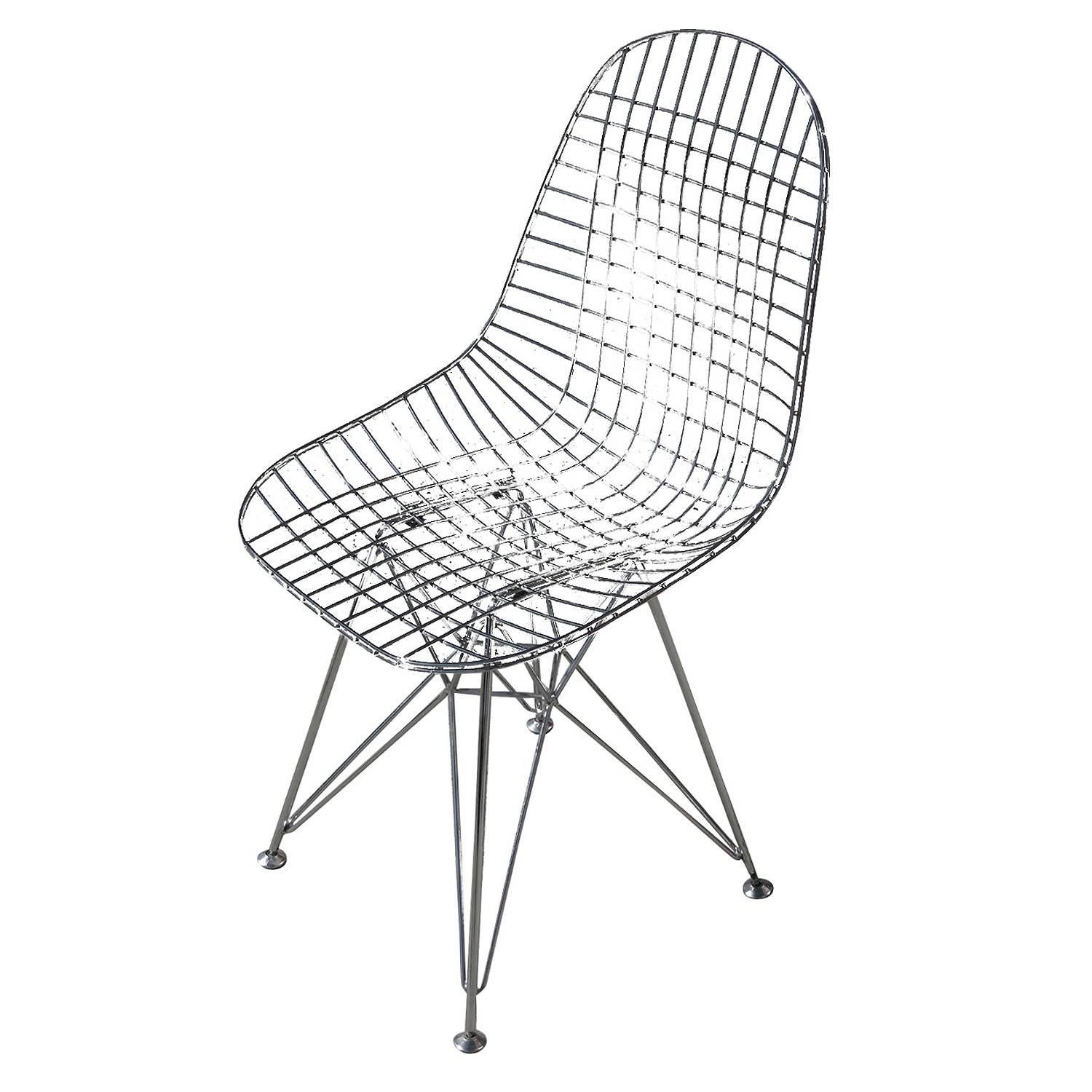American Chrome Re-Edition Eames DKR Wire Side Chair for Herman Miller Chairs, Set of Six