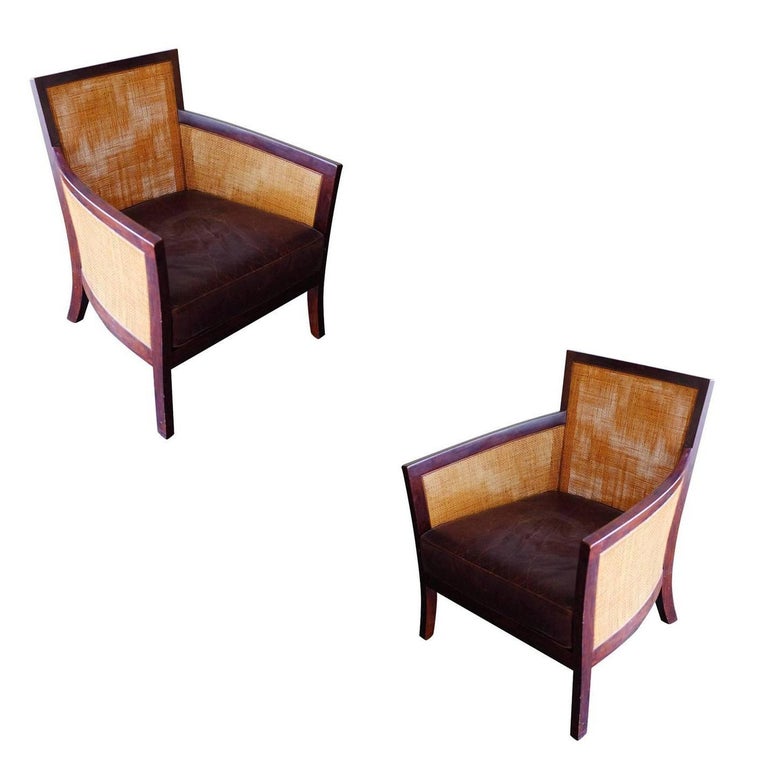 Contemporary Dark Stained Wicker Lounge Chair at 1stDibs