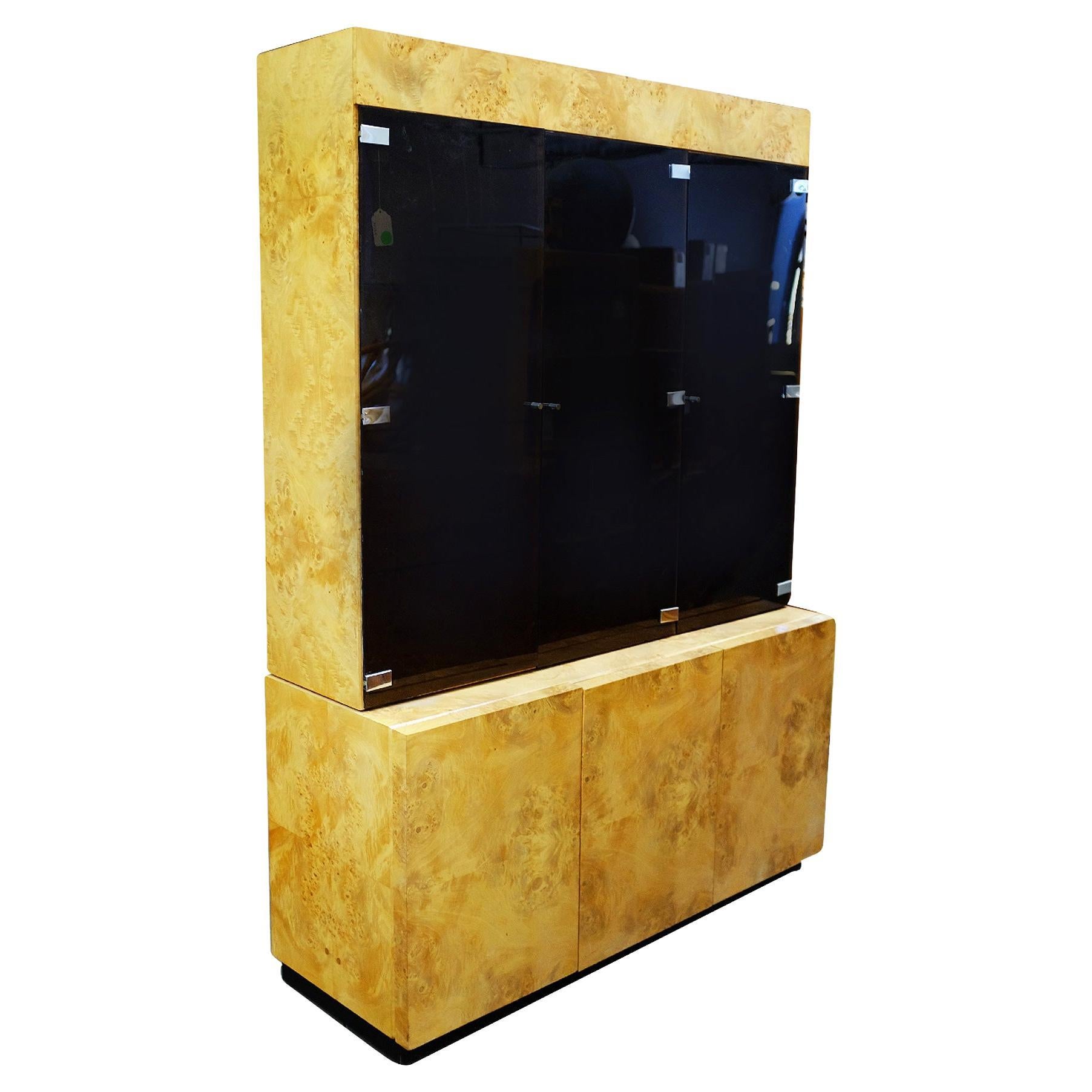 Burl wood China Lighted Cabinet by Dillingham
